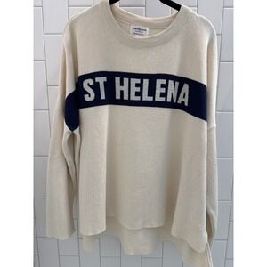 Town Pride St Helena Knit Sweater Cream Navy Blue Unisex Medium Made in USA